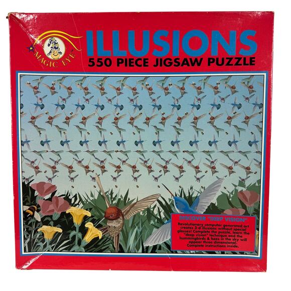 Illusions Magic Eye Ceaco Hummingbirds 550 Piece Jigsaw Puzzle Sealed - Picture 1 of 8